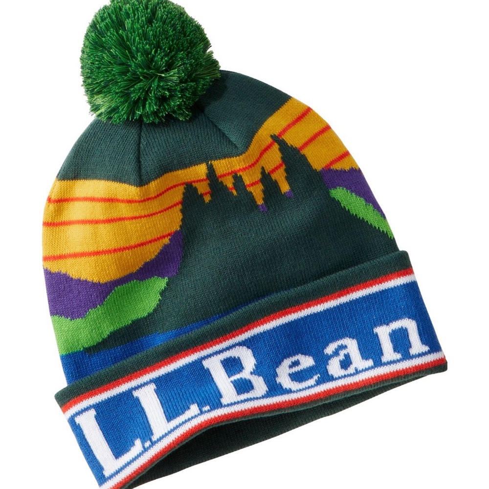 L.L. Bean Green Pom-Pom Beanie